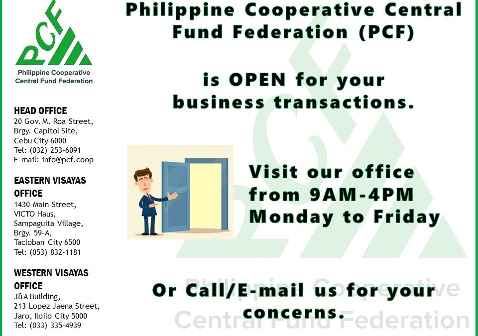 PCF Office is Open